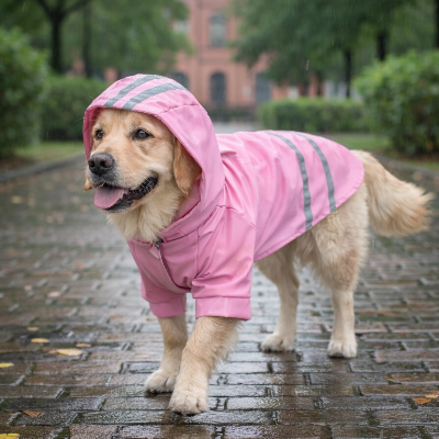 manteau impermeable pour chien rose