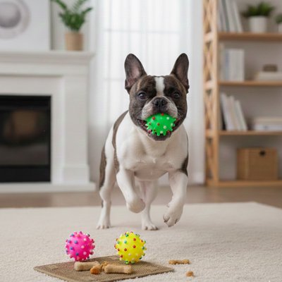 Balle pour Chien picots verte
