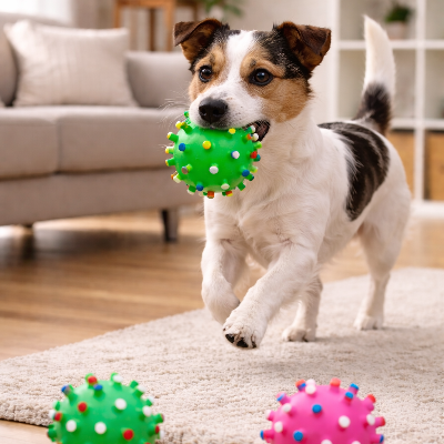 balle pour chien rose verte