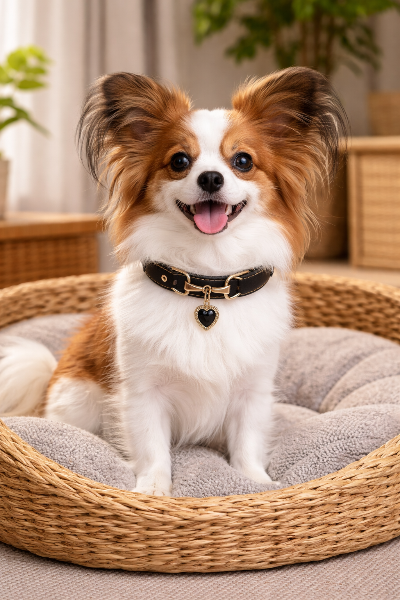 collier chien noir coeur panier