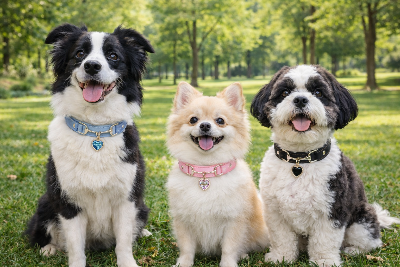 collier chien parc amies