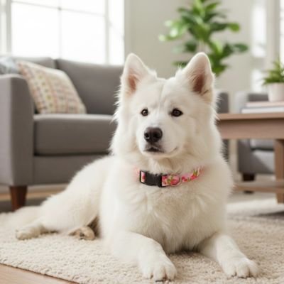 Collier Chien rose blanc