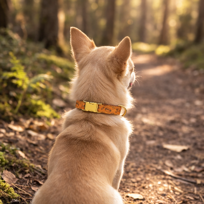 collier pour chien foret assis