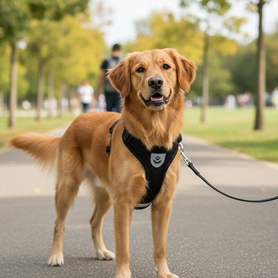 Harnais chien noir balade