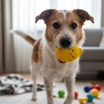 Jouet pour chien​ balle souriante