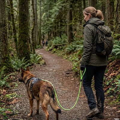 Laisse Chien balade en foret 