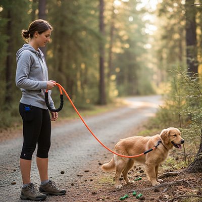 Longe pour chien en foret