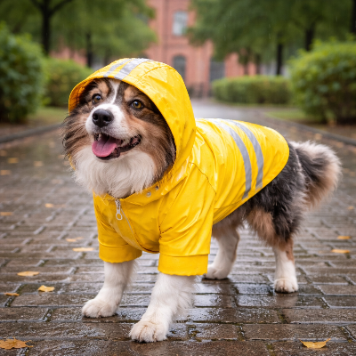 manteau impermeable pour chien jaune