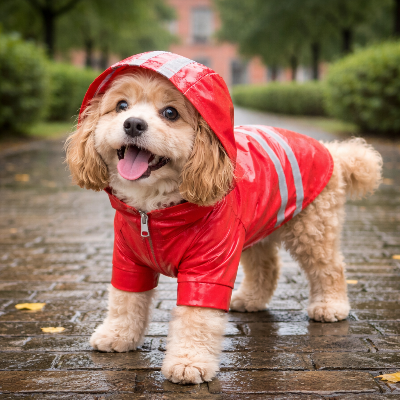 manteau impermeable pour chien rouge