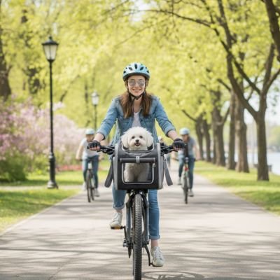 Panier à vélo pour Chien ensemble au parc