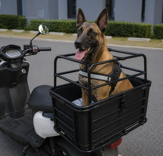 panier velo chien balade scooter