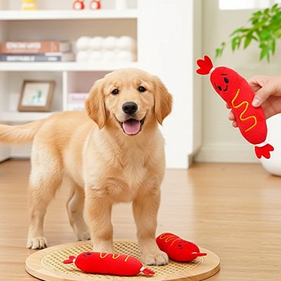 Peluche chien rouge saucisse