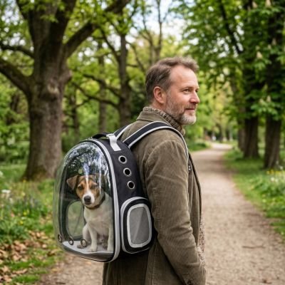 Sac a dos chien en foret