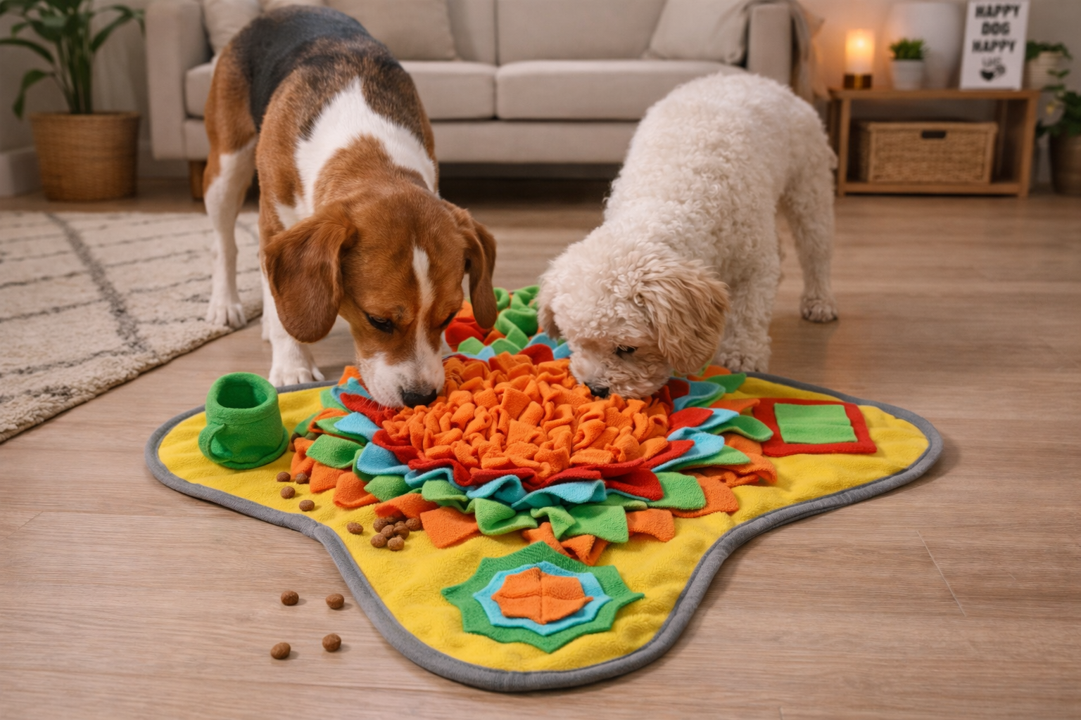tapis de fouille chien jaune